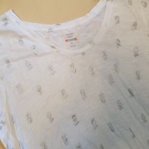 White tshirt with silver pineapples